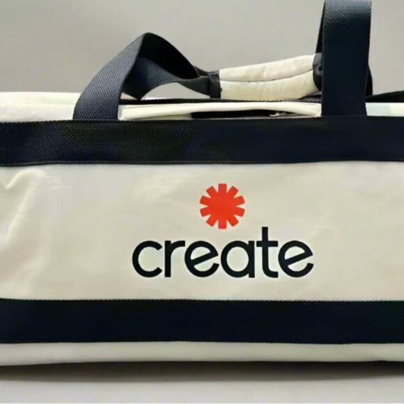New Limited Edition Create Cream & Gray Canvas Travel Duffle Bag - Picture 3 of 8